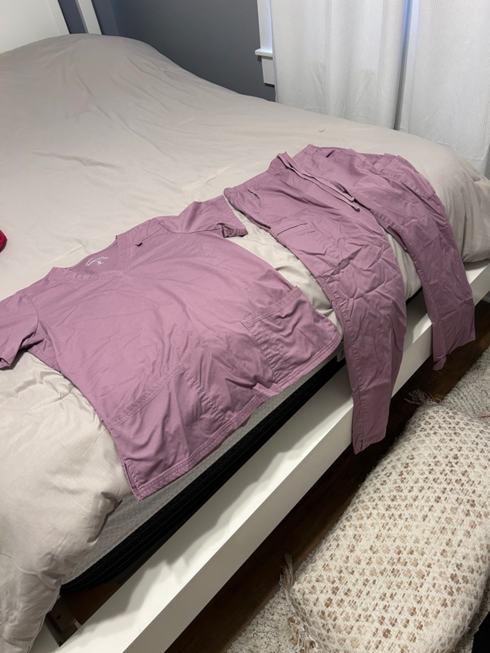 Women’s V-Neck Scrub Top and Drawstring Pants - Dusty Mauve
